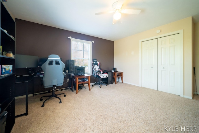 8718 Little Bend Ct, Middleville, MI 49333 - office space with carpet flooring and ceiling fan