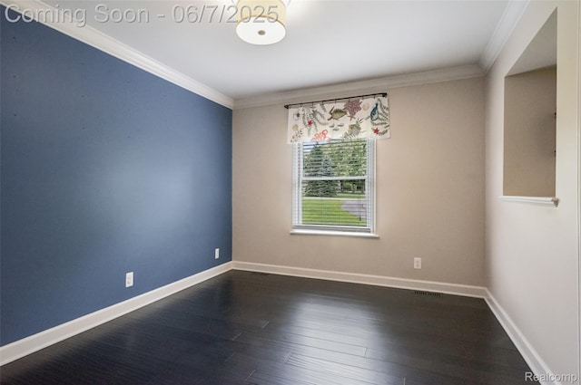 11404 Cedar Bend Dr, Pinckney, MI 48169 - empty room with ornamental molding, dark wood-style floors, and baseboards