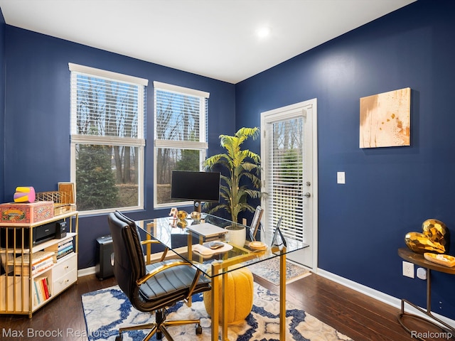 764 Hummingbird Dr, Rochester, MI 48307 - office with baseboards and dark wood-style floors