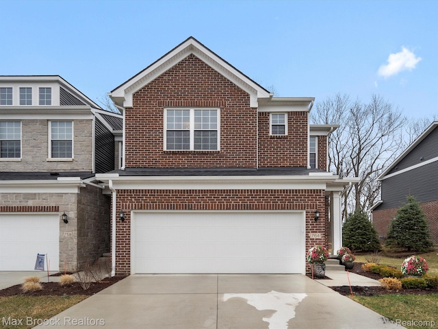 764 Hummingbird Dr, Rochester, MI 48307 - traditional-style home with a garage, driveway, and brick siding