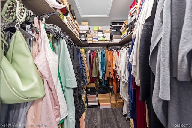 18615 Andrew Ln, New Boston, MI 48164 - spacious closet with attic access and wood finished floors