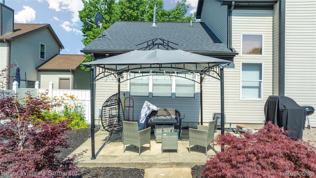 18615 Andrew Ln, New Boston, MI 48164 - view of patio / terrace featuring a gazebo, a grill, and an outdoor hangout area