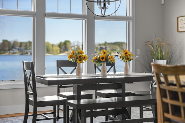 333 S W Silver Lake Rd, Michigan, MI 49685 - dining area featuring a water view and plenty of natural light