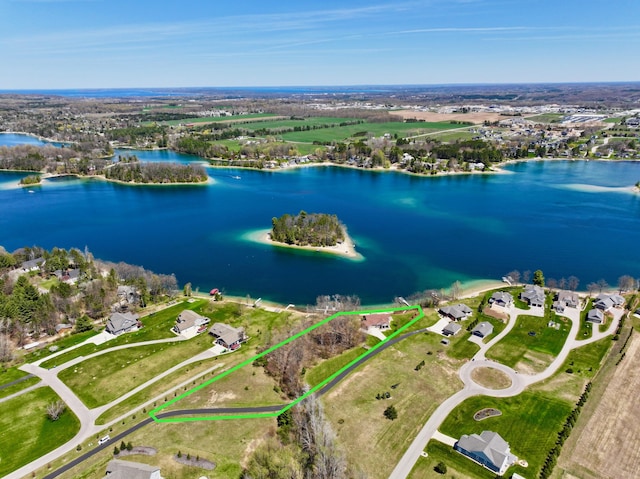 333 S W Silver Lake Rd, Michigan, MI 49685 - aerial view of property and surrounding area with a large body of water and property boundaries highlighted