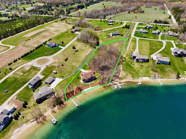 333 S W Silver Lake Rd, Michigan, MI 49685 - aerial view of property's location with a nearby body of water and property parcel outlined