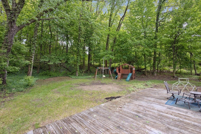 5245 Puetz Rd, Stevensville, MI 49127 - wooden terrace featuring a playground