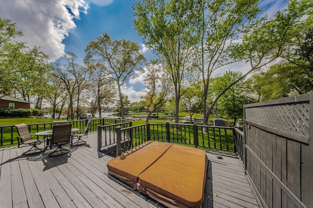 3063 Lansdowne Rd, Waterford, MI 48329 - deck with outdoor dining space and a lawn