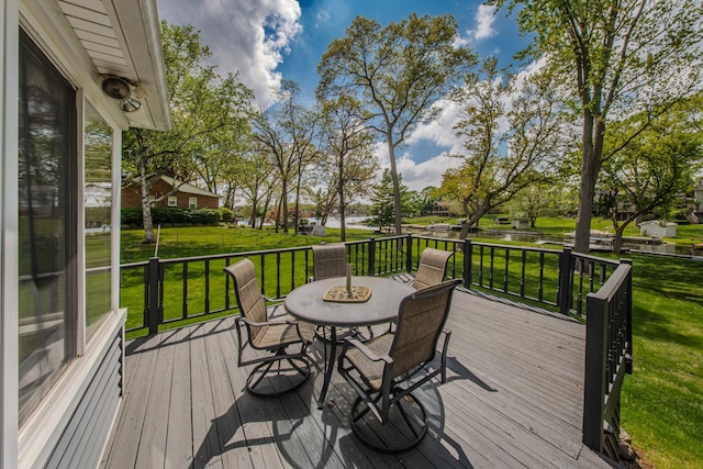3063 Lansdowne Rd, Waterford, MI 48329 - wooden terrace with a water view and a lawn
