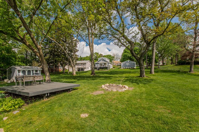 3063 Lansdowne Rd, Waterford, MI 48329 - view of green lawn with a deck
