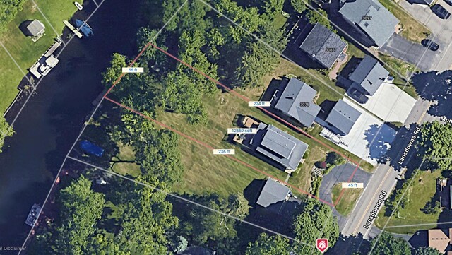 3063 Lansdowne Rd, Waterford, MI 48329 - aerial view of property's location with property boundaries highlighted