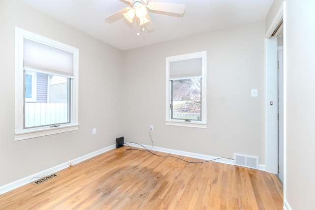 3063 Lansdowne Rd, Waterford, MI 48329 - spare room with a ceiling fan, light wood-style flooring, and baseboards