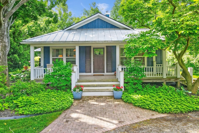 283 Wiley Rd, Douglas, MI 49406 - bungalow-style house featuring a porch, metal roof, and a standing seam roof