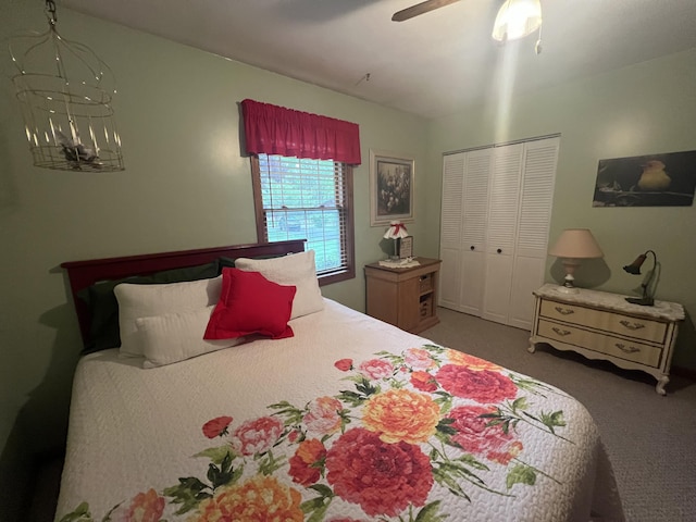 12050 S Ponderosa, Sand Lake, MI 49343 - carpeted bedroom with a closet, a ceiling fan, and vaulted ceiling