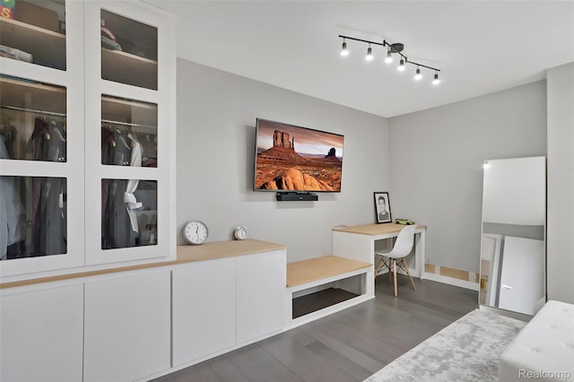 1050 Wall St Unit 8F, Ann Arbor, MI 48105 - home office featuring wood finished floors and rail lighting