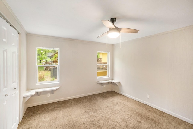 4958 Juniper Rdg, Newaygo, MI 49337 - carpeted spare room with healthy amount of natural light, a ceiling fan, baseboards, and ornamental molding