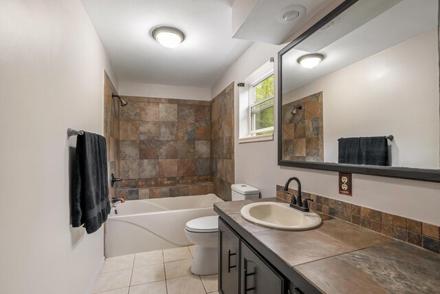4958 Juniper Rdg, Newaygo, MI 49337 - full bathroom featuring toilet, vanity,  shower combination, and tile patterned floors