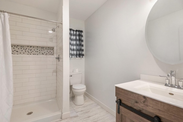 4958 Juniper Rdg, Newaygo, MI 49337 - full bath with vanity, tiled shower, toilet, and baseboards