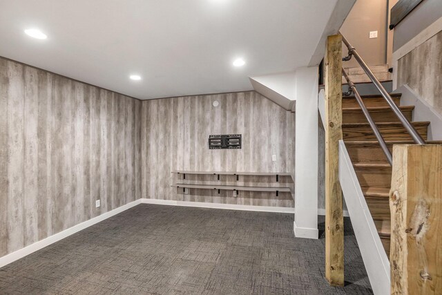 4958 Juniper Rdg, Newaygo, MI 49337 - finished basement featuring carpet flooring, recessed lighting, and stairway