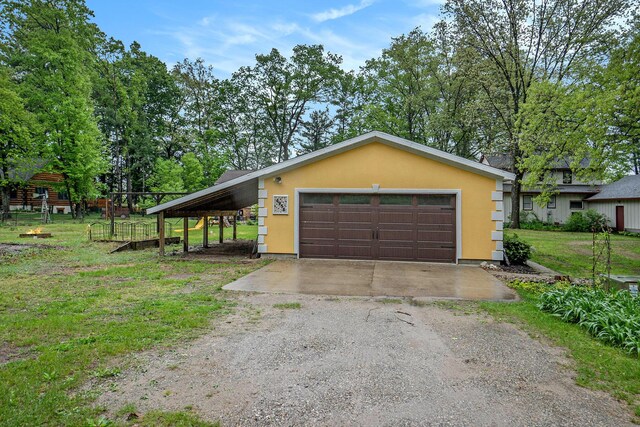 4958 Juniper Rdg, Newaygo, MI 49337 - mid-century inspired home featuring stucco siding and a front lawn