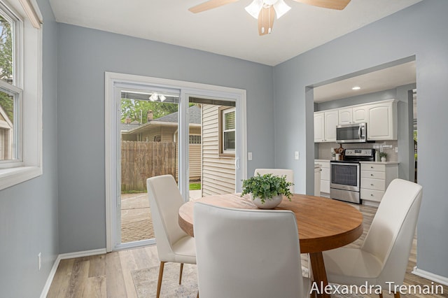 1046 Kenesaw Dr SE, East Grand Rapids, MI 49506 - dining area featuring healthy amount of natural light, light wood-type flooring, and baseboards
