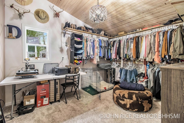 4527 Clareola Ave, Lake, MI 48632 - spacious closet with carpet, lofted ceiling, and a chandelier