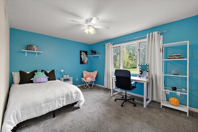 4047 Ramsgate Ct, Ann Arbor, MI 48103 - bedroom with carpet flooring, baseboards, ceiling fan, and a desk