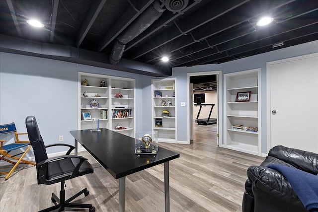 4047 Ramsgate Ct, Ann Arbor, MI 48103 - office with light wood-style flooring, built in features, and baseboards
