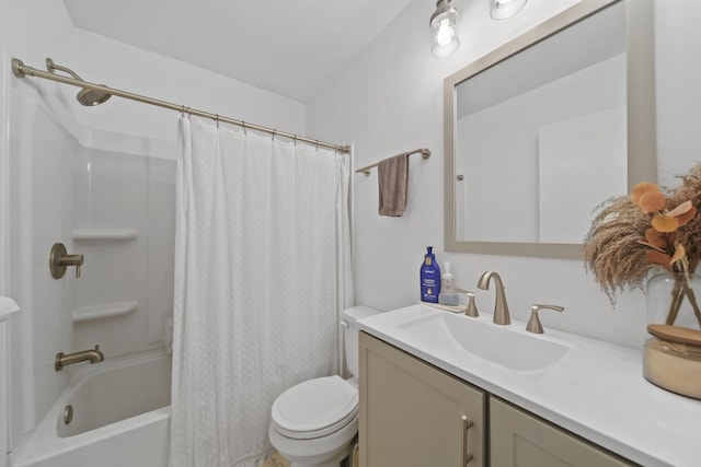 2837 Elmwood Dr, Adrian, MI 49221 - bathroom with vanity, toilet, and shower / bath combination with curtain