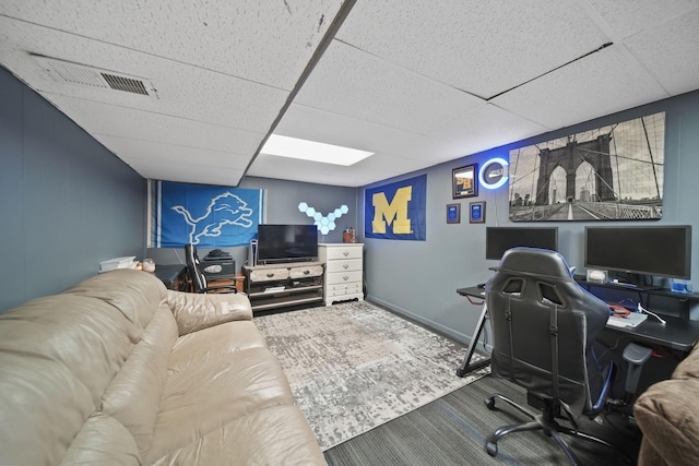 2837 Elmwood Dr, Adrian, MI 49221 - office area featuring carpet floors and a paneled ceiling