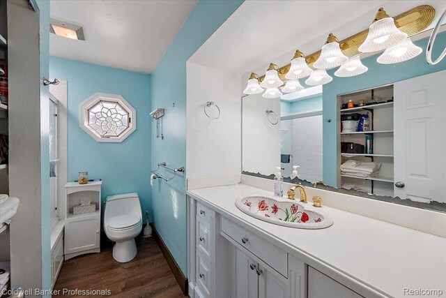 5240 Thomas Rd, Metamora, MI 48455 - bathroom with toilet, wood finished floors, and vanity