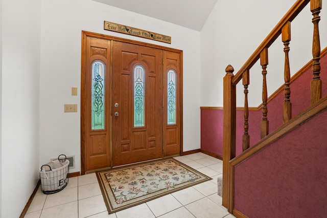 8300 W X Ave, Schoolcraft, MI 49087 - entryway with tile patterned flooring, baseboards, plenty of natural light, and lofted ceiling