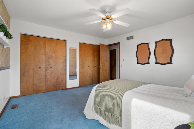 8300 W X Ave, Schoolcraft, MI 49087 - carpeted bedroom featuring multiple closets and ceiling fan