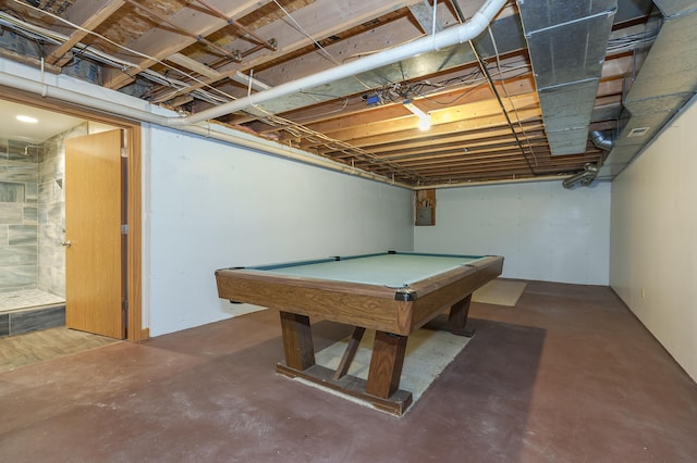 8300 W X Ave, Schoolcraft, MI 49087 - rec room featuring concrete flooring, pool table, and electric panel