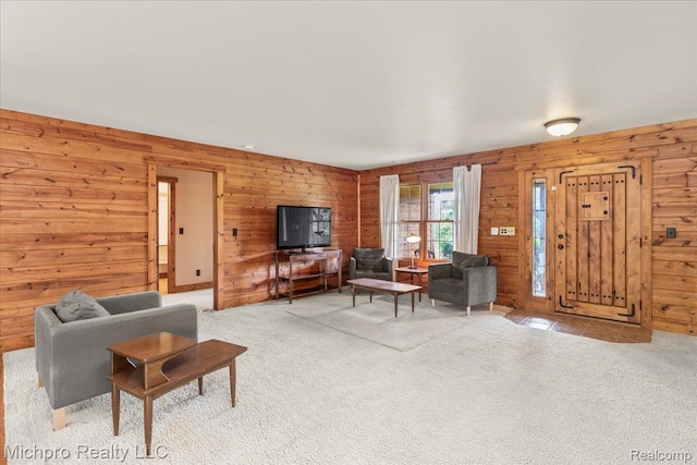 3434 Brown City Rd, Imlay City, MI 48444 - carpeted living area with wood walls