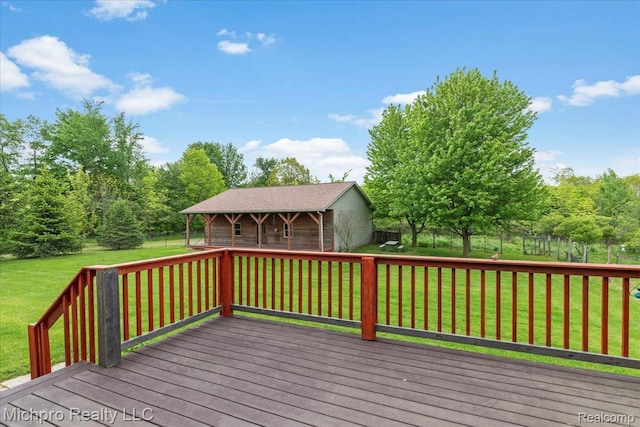 3434 Brown City Rd, Imlay City, MI 48444 - wooden terrace featuring a lawn