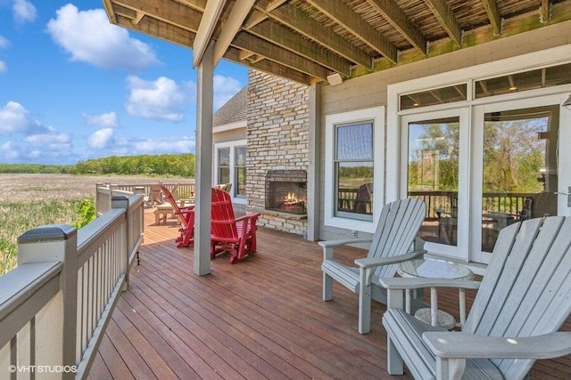 210 E Water St, New Buffalo, MI 49117 - deck featuring an outdoor brick fireplace