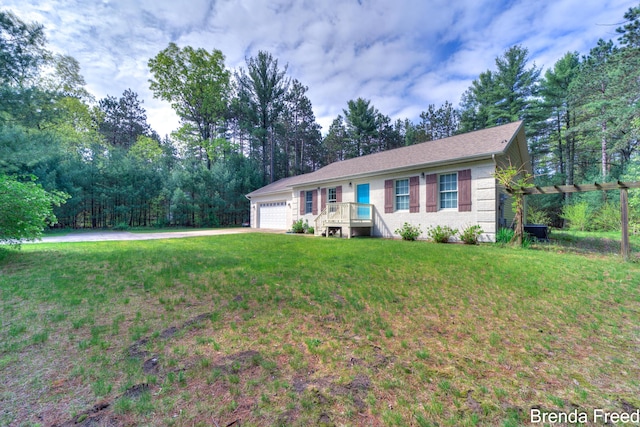 7561 Wiczer Dr, Whitehall, MI 49461 - ranch-style home with an attached garage, a front lawn, and driveway