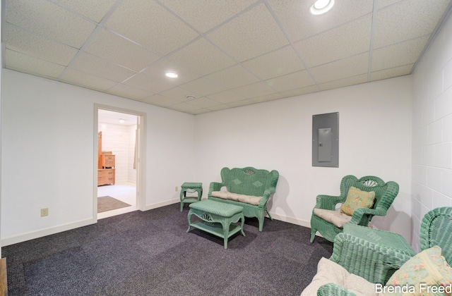 7561 Wiczer Dr, Whitehall, MI 49461 - sitting room with electric panel, carpet flooring, a drop ceiling, recessed lighting, and baseboards