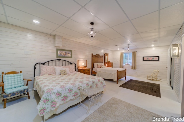 7561 Wiczer Dr, Whitehall, MI 49461 - bedroom with a drop ceiling and wooden walls