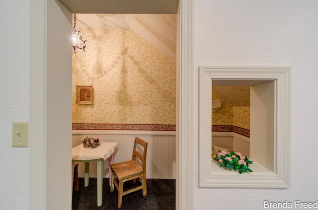 7561 Wiczer Dr, Whitehall, MI 49461 - bathroom with wainscoting and wallpapered walls