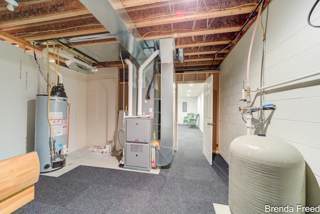 7561 Wiczer Dr, Whitehall, MI 49461 - unfinished below grade area featuring water heater, heating unit, a water pressure tank, and concrete block wall