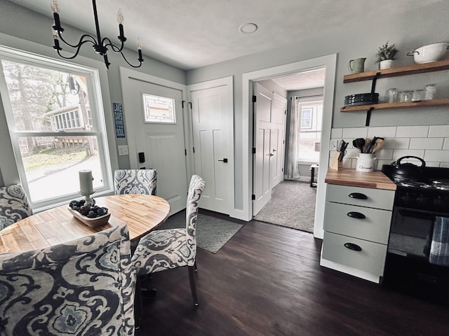 855 W Locust St, White Cloud, MI 49349 - dining room with dark wood-type flooring, a chandelier, and healthy amount of natural light