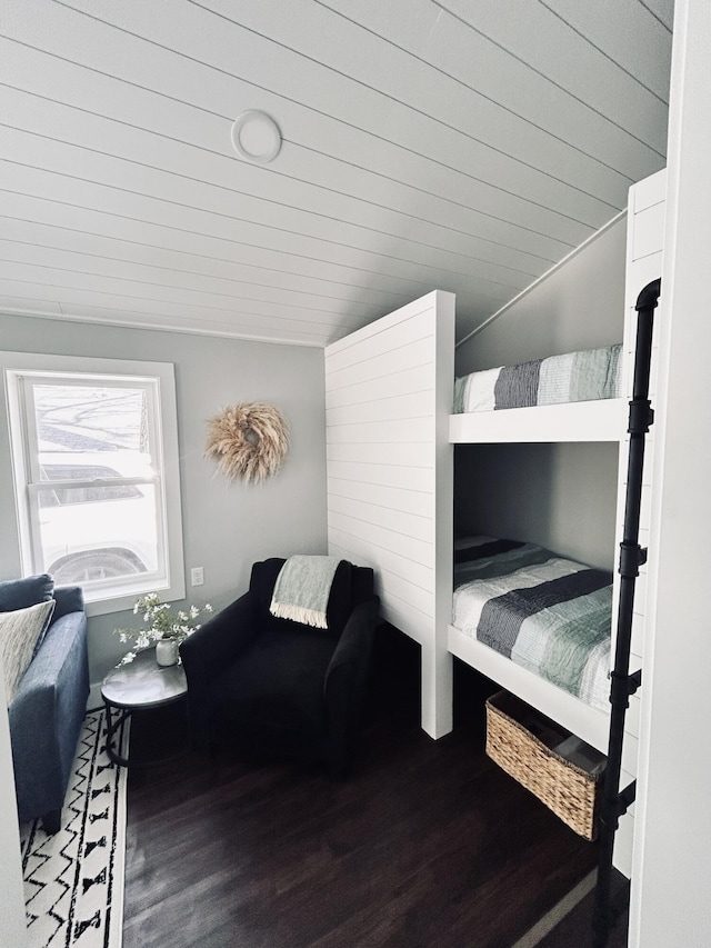 855 W Locust St, White Cloud, MI 49349 - bedroom featuring wood finished floors, vaulted ceiling, and wooden ceiling