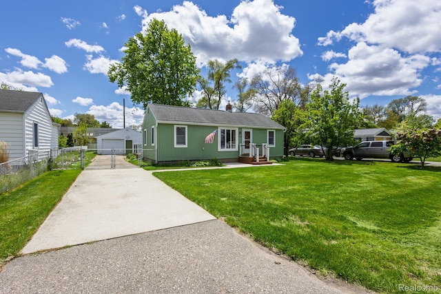 2500 Howe St, Shelby, MI 48317 - view of front of home with a detached garage, an outdoor structure, and a chimney