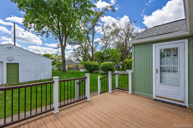 2500 Howe St, Shelby, MI 48317 - deck featuring a yard and an outbuilding