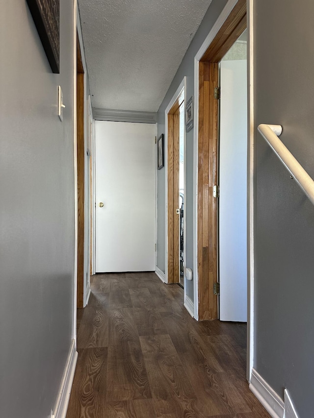 406 S Elm Ave, Jackson, MI 49203 - corridor with wood finished floors, a textured ceiling, and baseboards
