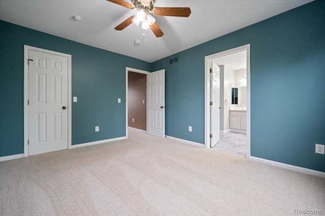 4632 Hunters Cir W, Canton, MI 48188 - unfurnished bedroom with carpet, baseboards, a ceiling fan, and ensuite bathroom