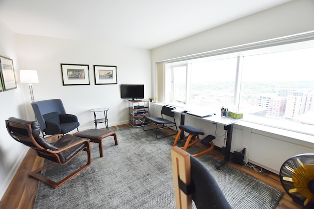 555 E William St Unit 21E, Ann Arbor, MI 48104 - office featuring wood finished floors and baseboards