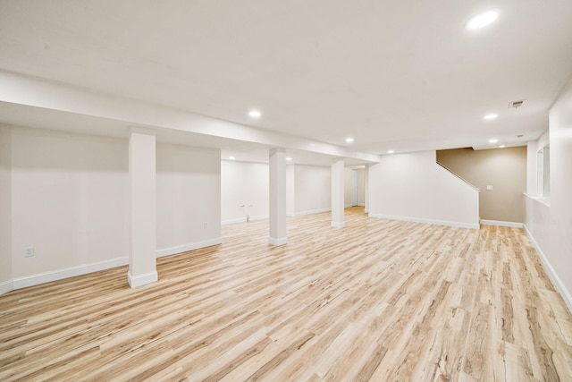 64711 Shorewood Ln, Cassopolis, MI 49031 - finished below grade area featuring light wood finished floors, recessed lighting, and baseboards