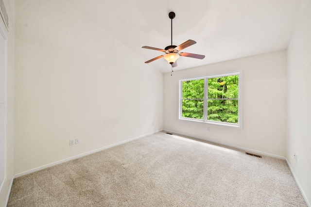 64711 Shorewood Ln, Cassopolis, MI 49031 - carpeted spare room featuring ceiling fan, baseboards, and vaulted ceiling